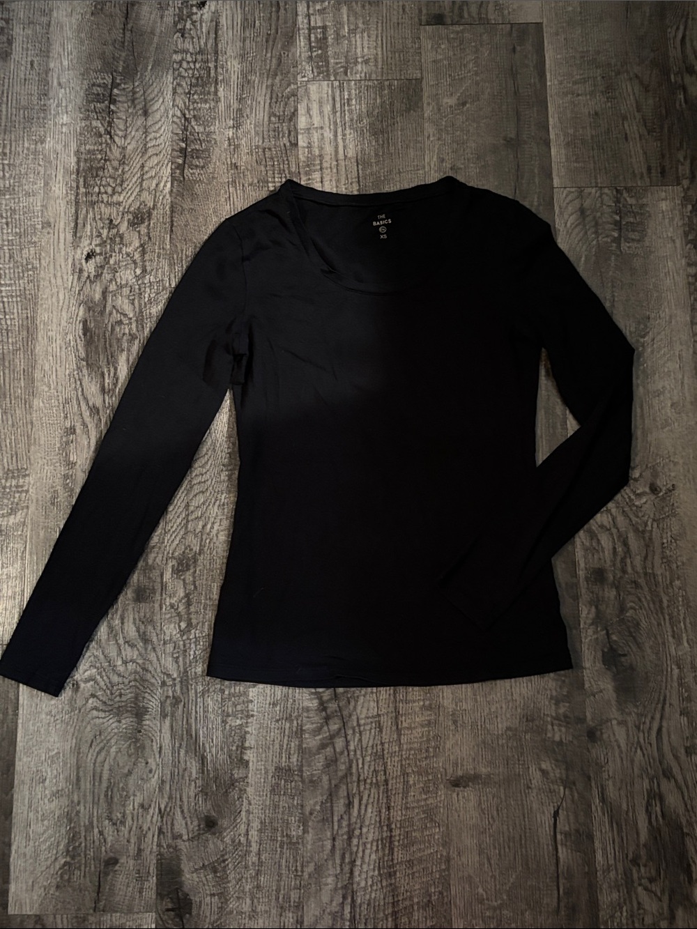 The Basics Scoop Neck Long Sleeve Tee - Black - Size XSmall